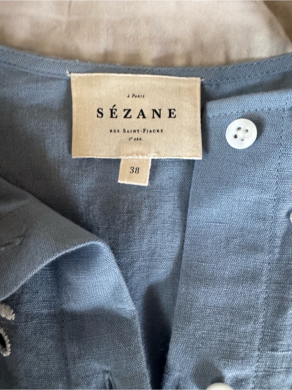 Sézane Light Blue Sleeveless Eyelet Embroidered Top - Picture 5 of 5